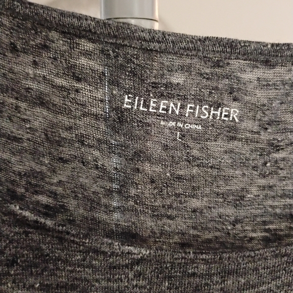 EILEEN FISHER 100% Org. Linen Dress Heathered Grey Large - Picture 3 of 4